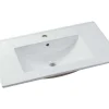 Vente-unique Badkamermeubel Met Enkele Wastafel-Roze Gestreept Hangmeubel Voor Badkamer Met Inbouwwastafel - 80 Cm - Satara