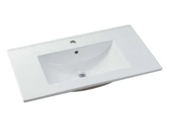 Vente-unique Badkamermeubel Met Enkele Wastafel-Roze Gestreept Hangmeubel Voor Badkamer Met Inbouwwastafel - 80 Cm - Satara