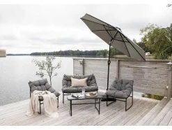 Vente-unique Parasol-Sabal Parasol Met Kantelfunctie En Led-Verlichting Grijs.