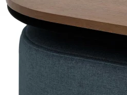 Vente-unique Salontafel-Salontafel + 2 Poefs Van Stof - Naturel En Blauw - Adar