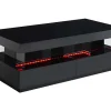 Vente-unique Salontafel-Salontafel Fabio - Zwart Gelakt Mdf - Met Leds - 2 Lades En 2 Nissen