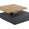 Vente-unique Salontafel-Salontafel Kyria - 1 Lade & Draaiblad - Mdf - Kleur: Antraciet & Eik