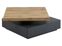 Vente-unique Salontafel-Salontafel Kyria - 1 Lade & Draaiblad - Mdf - Kleur: Antraciet & Eik