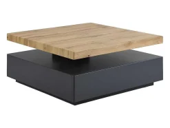 Vente-unique Salontafel-Salontafel Kyria - 1 Lade & Draaiblad - Mdf - Kleur: Antraciet & Eik