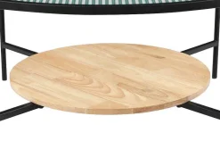 Vente-unique Salontafel-Salontafel Met 1 Plank - Glas, Heveahout En Metaal - Naturel En Zwart - Munita