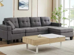 Vente-unique Salontafel-Salontafel Met Afneembaar Tafelblad En 1 Lade - Mdf En Staal - Naturel En Wit - Balun