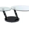 Maison Céphy Salontafel-Salontafel Met Draaiblad Joline - Gehard Transparant Glas & Zwart Gechromeerde Poten