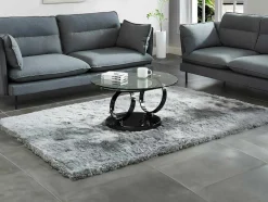 Maison Céphy Salontafel-Salontafel Met Draaiblad Joline - Gehard Transparant Glas & Zwart Gechromeerde Poten