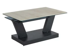 Maison Céphy Salontafel-Salontafel Met Draaibladen - Keramiek, Gerookt Gehard Glas En Metaal - Zwart En Naturel - Oyrus Van Maison Cephy