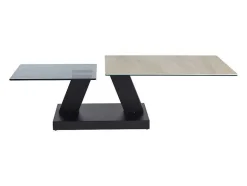 Maison Céphy Salontafel-Salontafel Met Draaibladen - Keramiek, Gerookt Gehard Glas En Metaal - Zwart En Naturel - Oyrus Van Maison Cephy