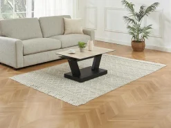 Maison Céphy Salontafel-Salontafel Met Draaibladen - Keramiek, Gerookt Gehard Glas En Metaal - Zwart En Naturel - Oyrus Van Maison Cephy