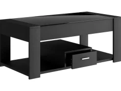 ModernLuxe Salontafel-Salontafel Met Een Lade - Glazen Blad - Zwart