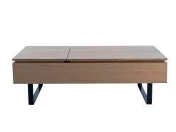 Vente-unique Salontafel-Salontafel Met Verstelbaar Blad En 1 Lade Van Mdf En Metaal - Donker Natuurlijk - Dalaho