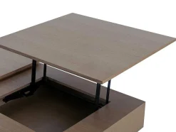 Vente-unique Salontafel-Salontafel Met Verstelbaar Blad En 1 Lade Van Mdf En Metaal - Donker Natuurlijk - Dalaho