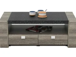 Vente-unique Salontafel-Salontafel Meteorite - 2 Laden - Mdf Blad Met Granieteffect