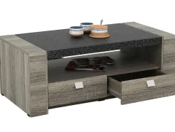 Vente-unique Salontafel-Salontafel Meteorite - 2 Laden - Mdf Blad Met Granieteffect
