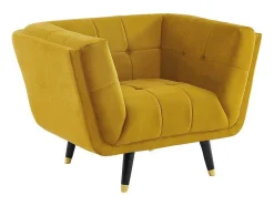 Vente-unique Fauteuil Stof Fluweel / Suedine-Samantha Ii Fluwelen Fauteuil - Oker