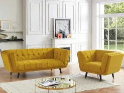Vente-unique Fauteuil Stof Fluweel / Suedine-Samantha Ii Fluwelen Fauteuil - Oker