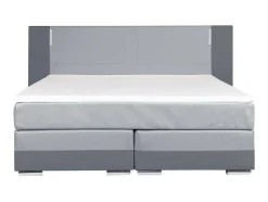 Ysmée Boxspringbed-Samenstelling Boxspring Hoofdbord Met Leds + Lattenbodems + Matras + Dekmatras Asti Van Ysmee - 160 X 200 Cm - Antraciet En Lichtgrijs