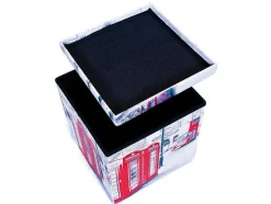 Vente-unique Opbergaccessoire-Sanne Opbergdozen Voetenbank Met Deksel, Beige, Rood, Zwart, Wit.