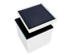Vente-unique Opbergaccessoire-Sanne Opbergdozen Voetenbank Met Deksel, Wit.