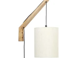 OZAIA Wandlamp-Scandinavische Wandlamp - Mangohout En Stof - D21 X H36 Cm - Licht Naturel En Beige - Paliana