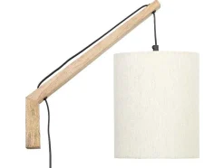 OZAIA Wandlamp-Scandinavische Wandlamp - Mangohout En Stof - D21 X H36 Cm - Licht Naturel En Beige - Paliana
