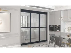 Vente-unique Scheidingswand-Scheidingswand In Aluminium - L88 X H245 Cm - Antraciet - Verstelbare Hoogte - Sagar