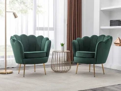 PASCAL MORABITO Fauteuil Stof Fluweel / Suedine-Schelpvormige Fauteuil Van Spargroen Velours Dandelion - Van