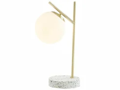 OZAIA Lamp-Schemerlamp Met Vintage-Stijl Lullaby - Sokkel Van Terrazzo - 23 X 15 X 38 Cm - Goudkleurig