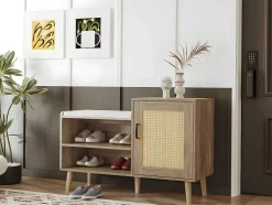 ModernLuxe Schoenenkast-Schoenenkast - Met Bankje En Vakken - Licht Naturel