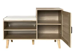 ModernLuxe Schoenenkast-Schoenenkast - Met Bankje En Vakken - Licht Naturel