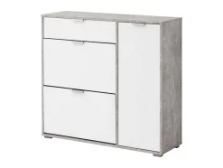Vente-unique Schoenenkast-Schoenenkast Arietta - 2 Vlakken, 1 Deur En 1 Lade - Kleur: Wit & Beton