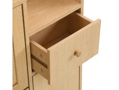 ModernLuxe Schoenenkast-Schoenenkast In Hout En Rotan - 3 Klepdeuren En 1 Lade - Verstelbare Plank - Naturel