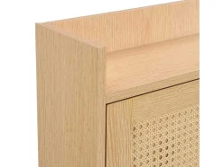 ModernLuxe Schoenenkast-Schoenenkast In Hout En Rotan - 3 Klepdeuren En 1 Lade - Verstelbare Plank - Naturel