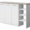 Vente-unique Schoenenkast-Schoenenkast Met 3 Deuren En 3 Opbergvakken Wit En Houtlook Skaido
