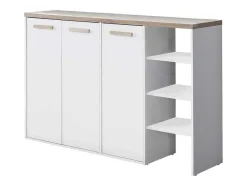 Vente-unique Schoenenkast-Schoenenkast Met 3 Deuren En 3 Opbergvakken Wit En Houtlook Skaido