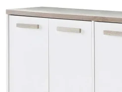 Vente-unique Schoenenkast-Schoenenkast Met 3 Deuren En 3 Opbergvakken Wit En Houtlook Skaido