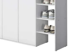 Vente-unique Schoenenkast-Schoenenkast Met 3 Deuren En 3 Opbergvakken Wit En Houtlook Skaido