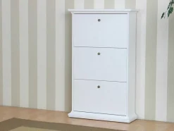 Vente-unique Schoenenkast-Schoenenkast Wit Venetie Met 3 Kleppen.