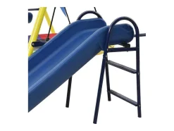 Vente-unique Spel Voor Buiten-Schommel Met Glijbaan Voor Kinderen - Metalen Frame - Buitenspeeltuin Voor Kinderen Van 3 Tot 8 Jaar - Geel