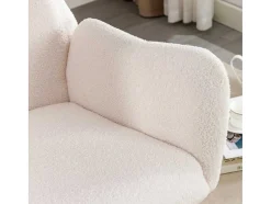 ModernLuxe Fauteuil Stof-Schommelstoel - Relaxstoel Voor In De Woonkamer - Opgevuld Met Teddypluche - Vakjes Aan De Zijkant Van De Armleuningen - Houten Onderstel - Wit