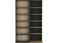 Vente-unique Boekenkast & Vitrine-Schuifboekenkast Met 18 Nissen - Naturel En Antraciet - Prali