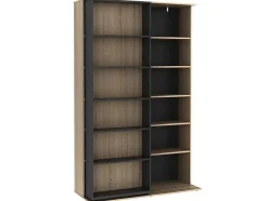 Vente-unique Boekenkast & Vitrine-Schuifboekenkast Met 18 Nissen - Naturel En Antraciet - Prali