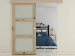 Vente-unique Schuifdeur-Schuifdeur Acosta Met 3 Ramen - H205Xb83Cm - Natuurlijk Mdf