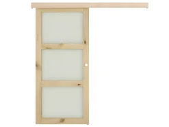Vente-unique Schuifdeur-Schuifdeur Acosta Met 3 Ramen - H205Xb83Cm - Natuurlijk Mdf