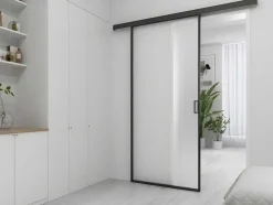 Vente-unique Schuifdeur-Schuifdeur In Mat Gehard Glas - H205Cm X B73Cm - Linci