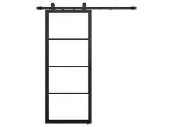 Vente-unique Schuifdeur-Schuifdeur Sinca - H205 X B83 Cm - Gehard Glas En Aluminium