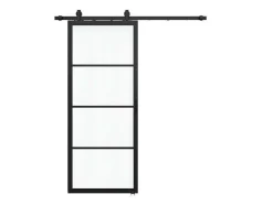 Vente-unique Schuifdeur-Schuifdeur Sinca - H205Cm X B73Cm - Helder Gehard Glas En Aluminium