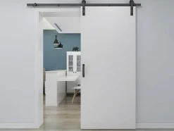 Vente-unique Schuifdeur-Schuifdeur Varin - H205 Cm X L93 Cm - Mdf + Wit Pvc